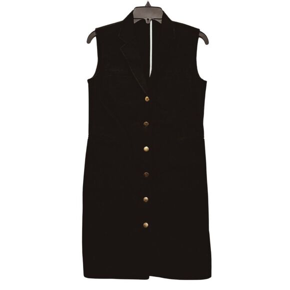 CÉLINE V-Neck Sleeveless Cotton Blazer Dress - Picture 1 of 9